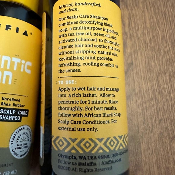 Alaffia Shampoo Travel Size 2oz African Black Soap Scalp Care Tea Tree Mint 7x - Picture 4 of 5